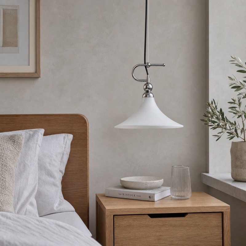 Kallera Magnolia Pendant Light beside a bed