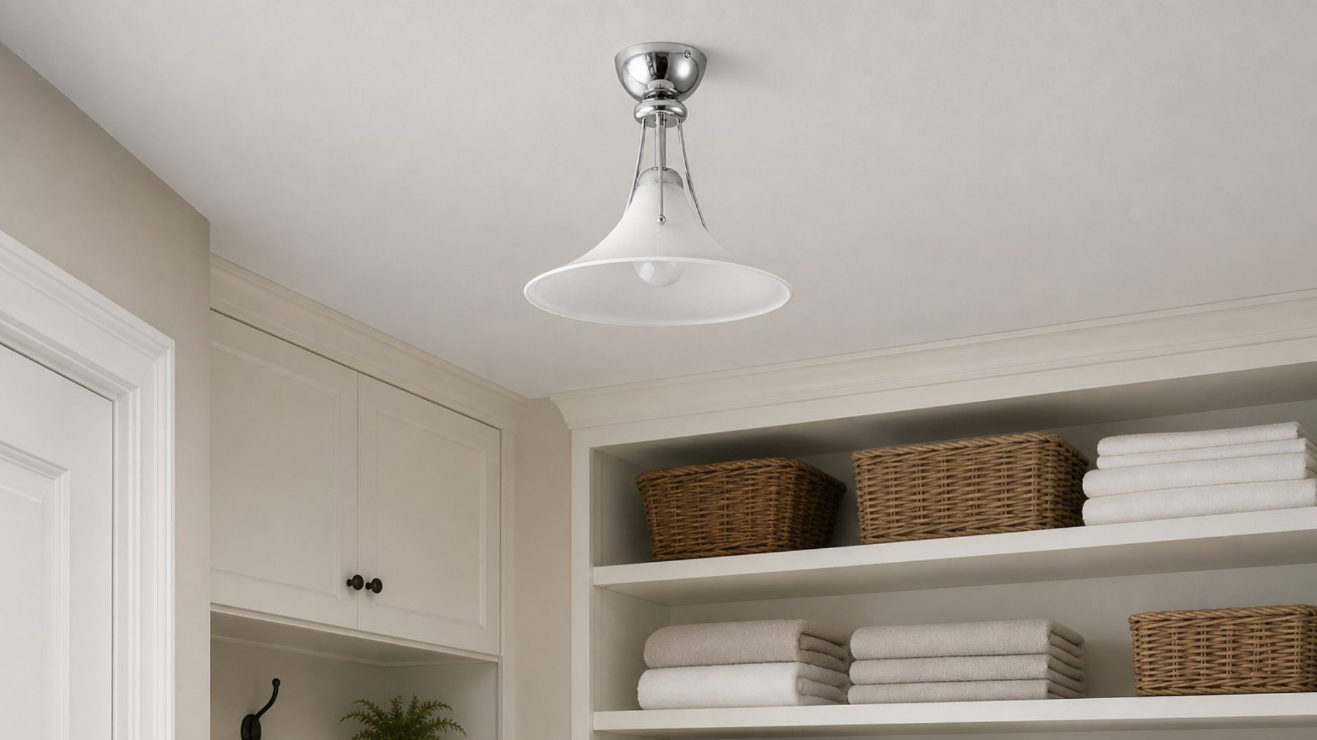 Kallera Magnolia Ceiling Light in a hallway storage space