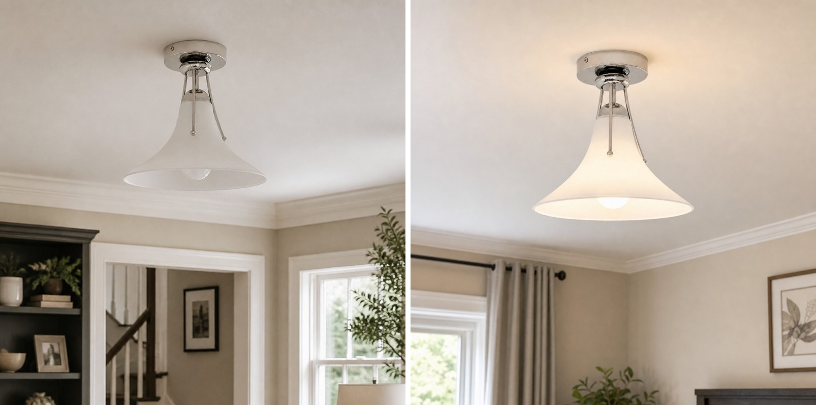 Switch light comparison for the ceiling lamp