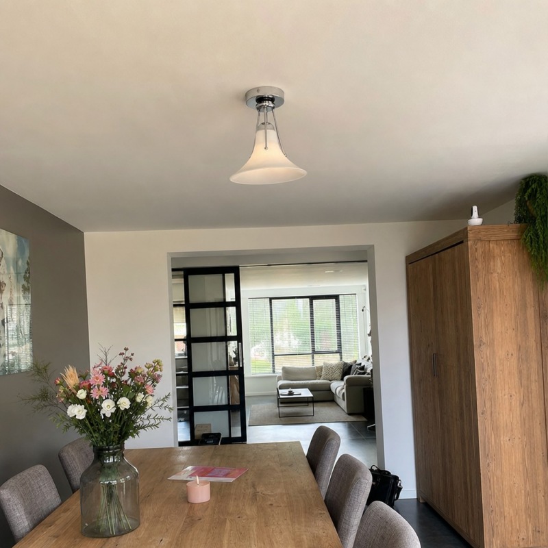 Dining room with the ceiling lamp installed