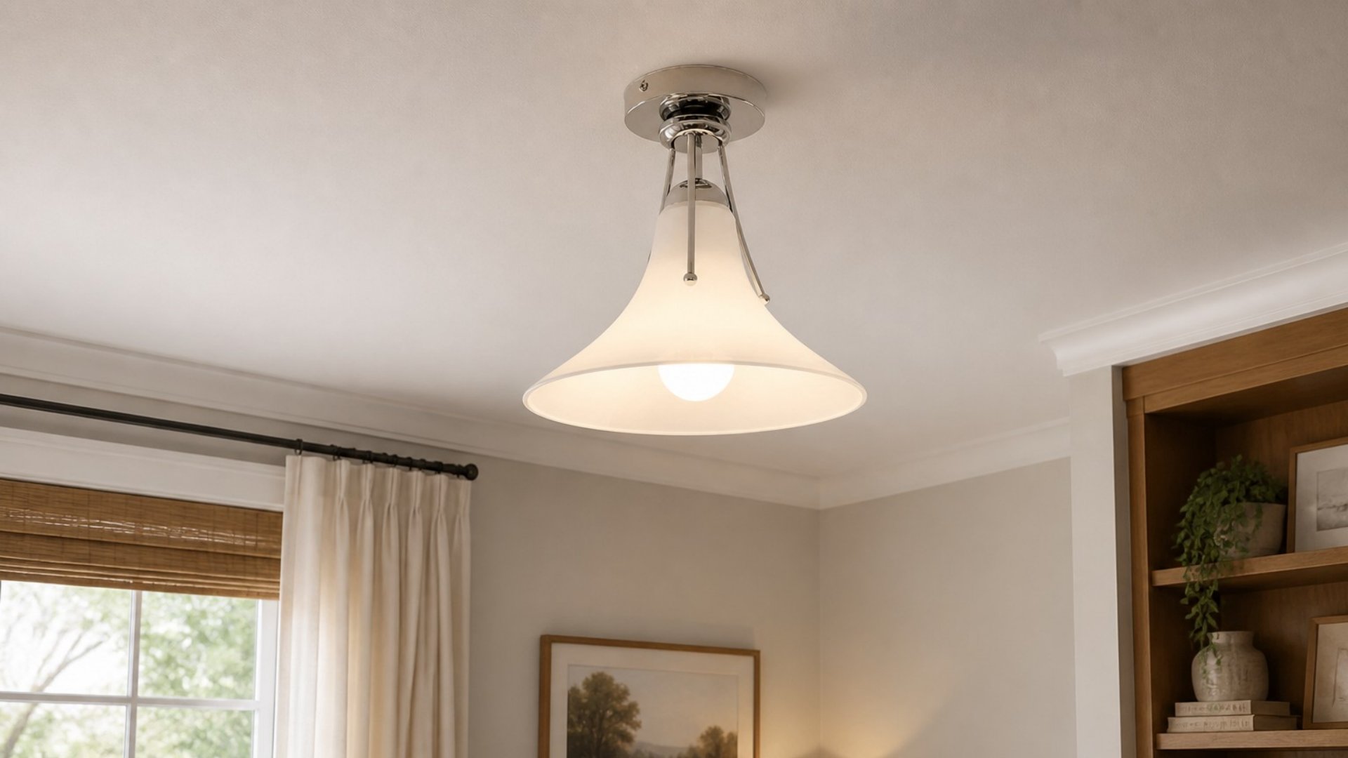 Kallera magnolia inspired ceiling lamp installed in a room