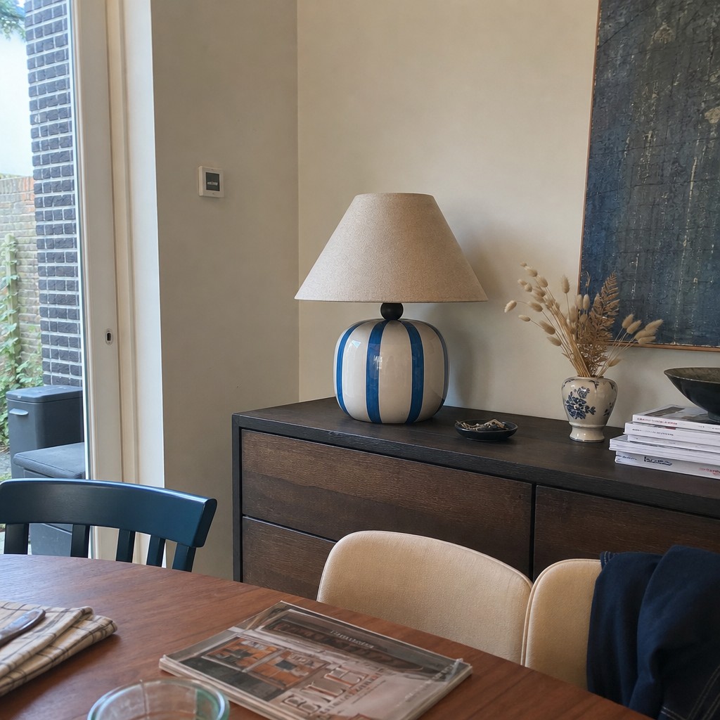 Customer cabinet setting with Ceruna table lamp