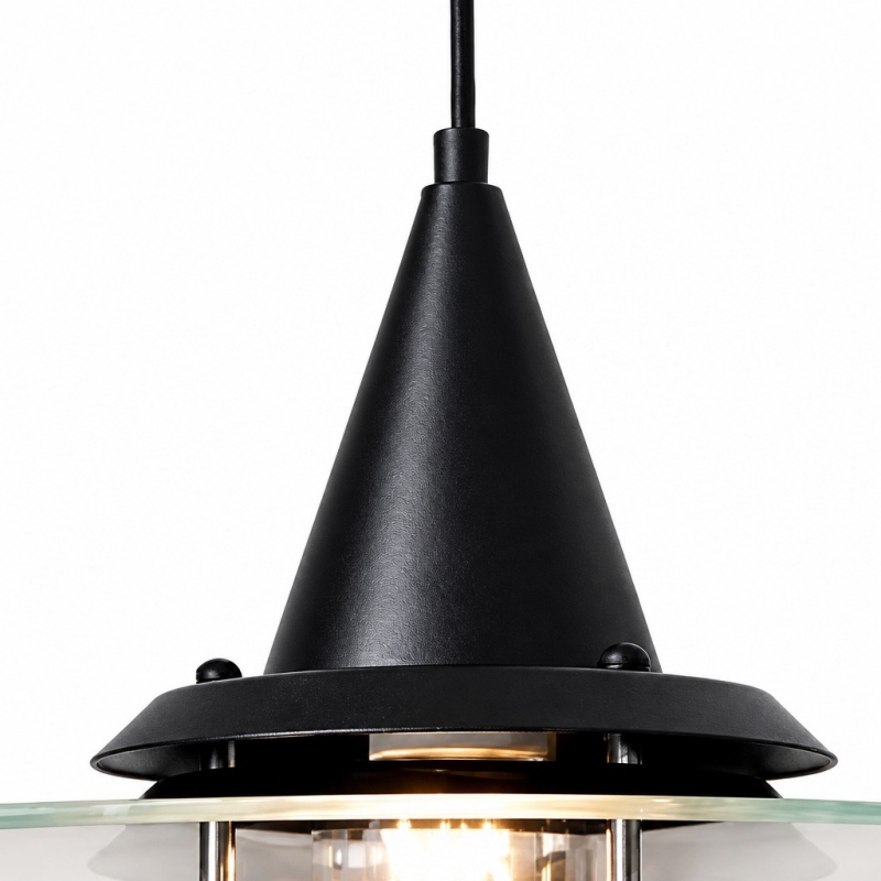 Close-up of the black pendant shade profile