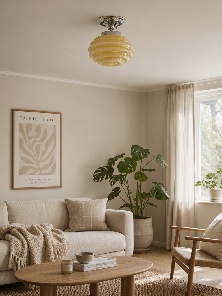 Cirren light with a white glass shade in a calm room