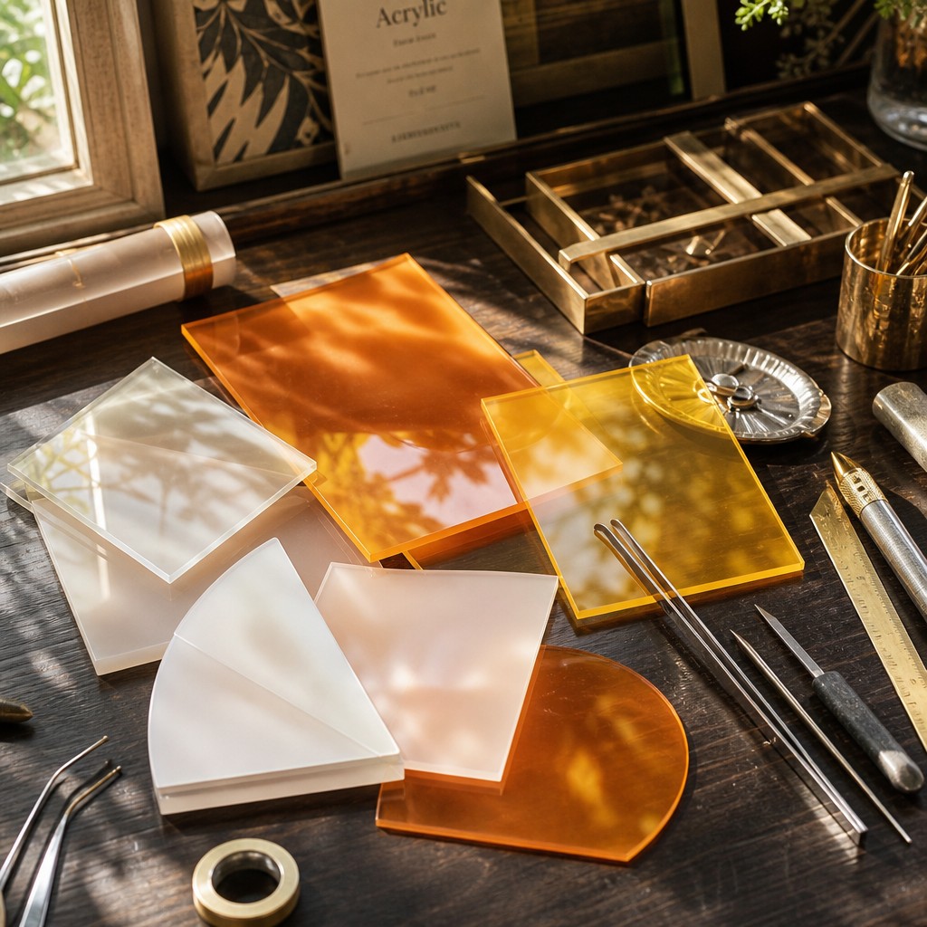 Vibrant colored acrylic and glass materials
