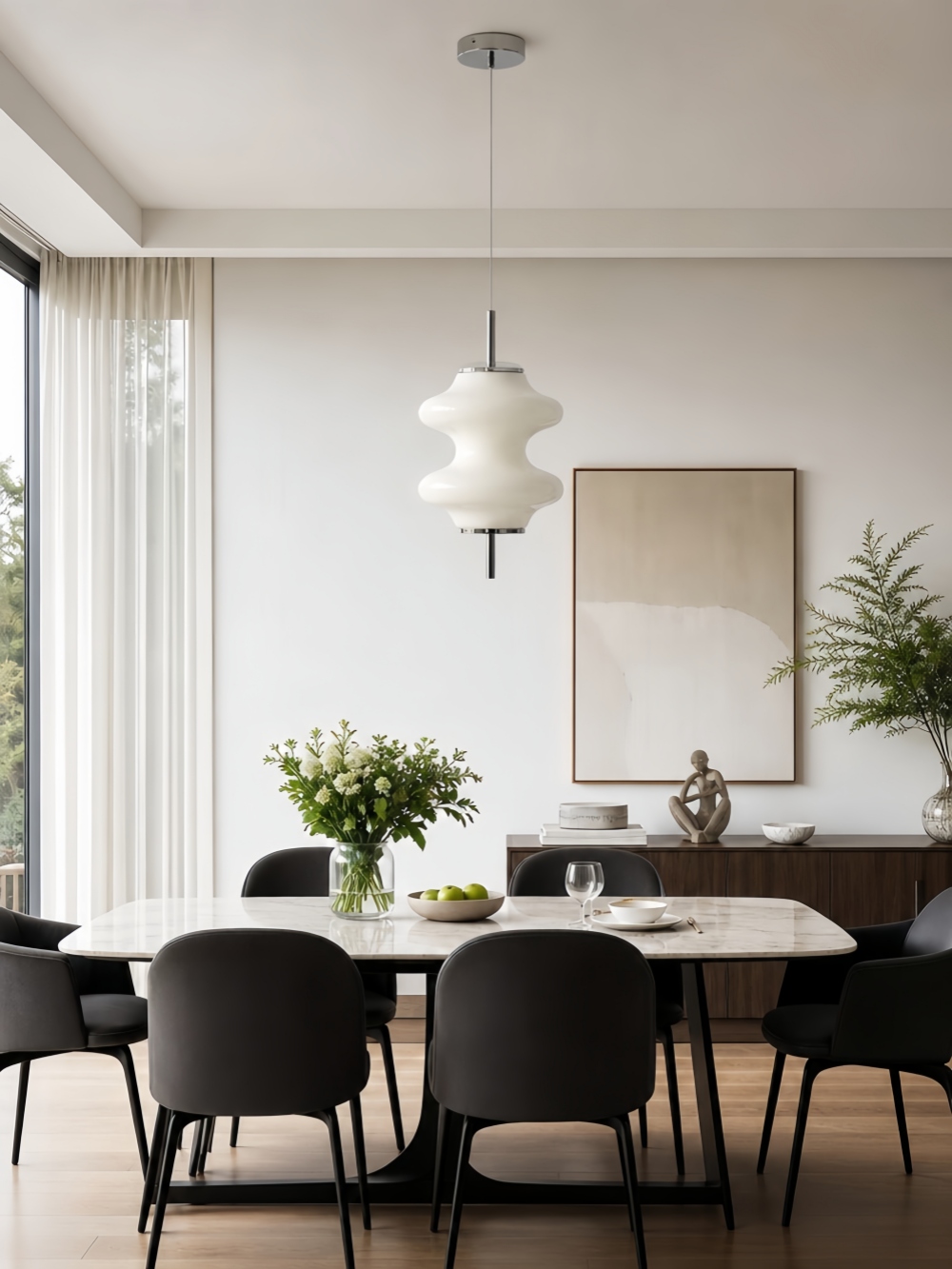 Mallew pendant light in a kitchen and living space