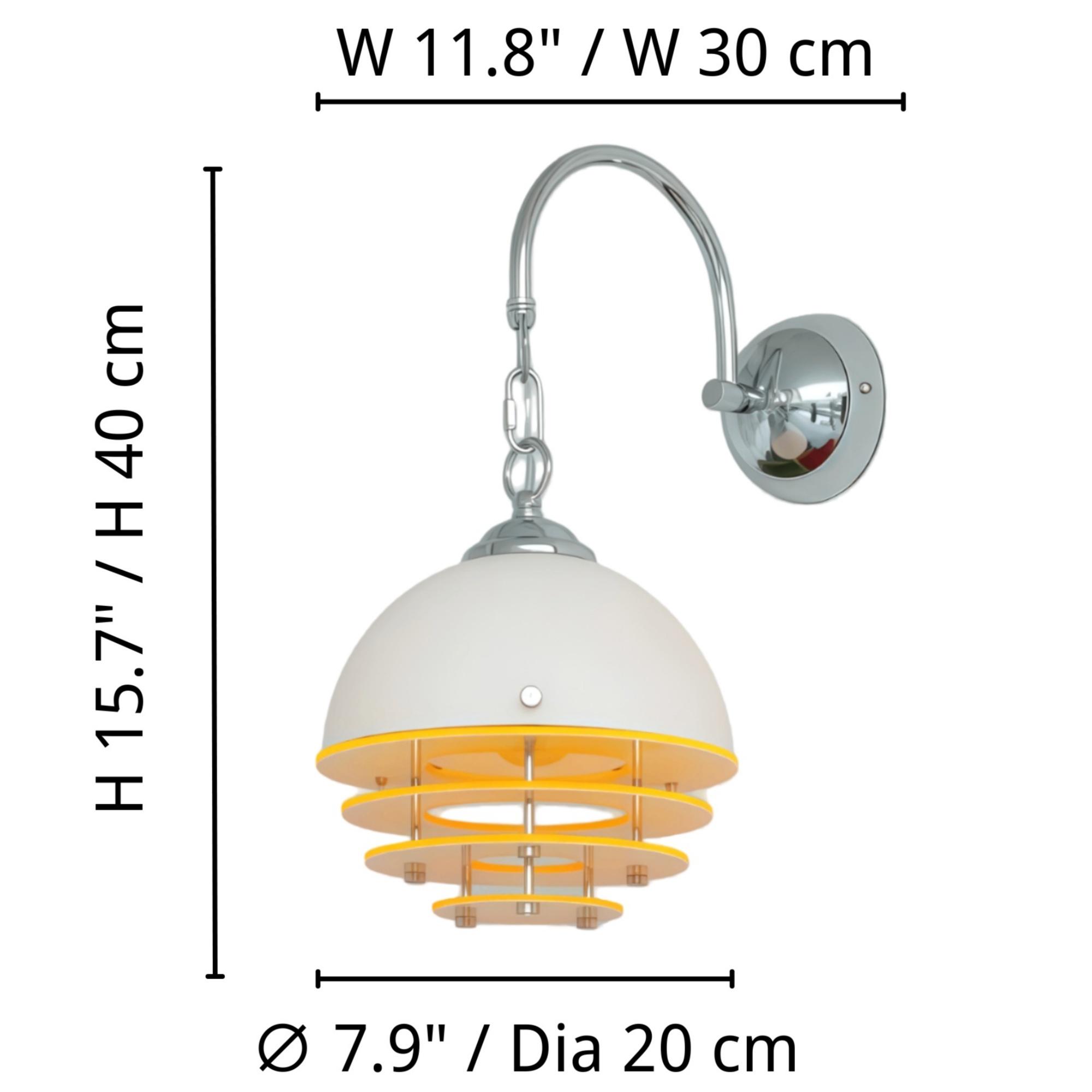 Afterglow Sunset Bauhaus wall lamp dimensions diagram