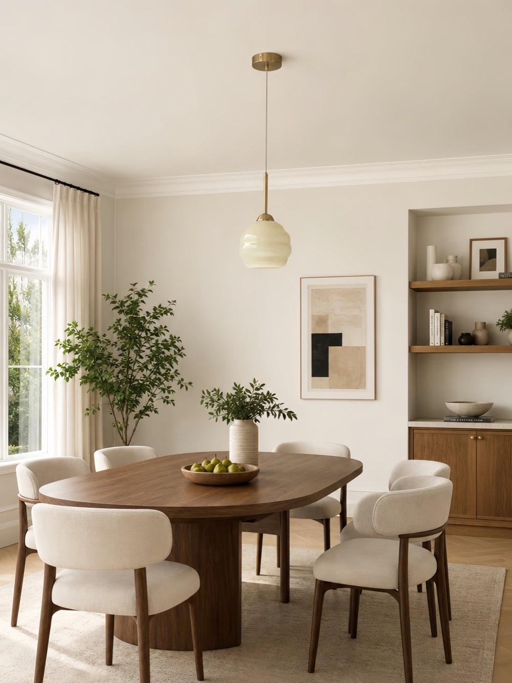 Mallew pendant light styled above a table