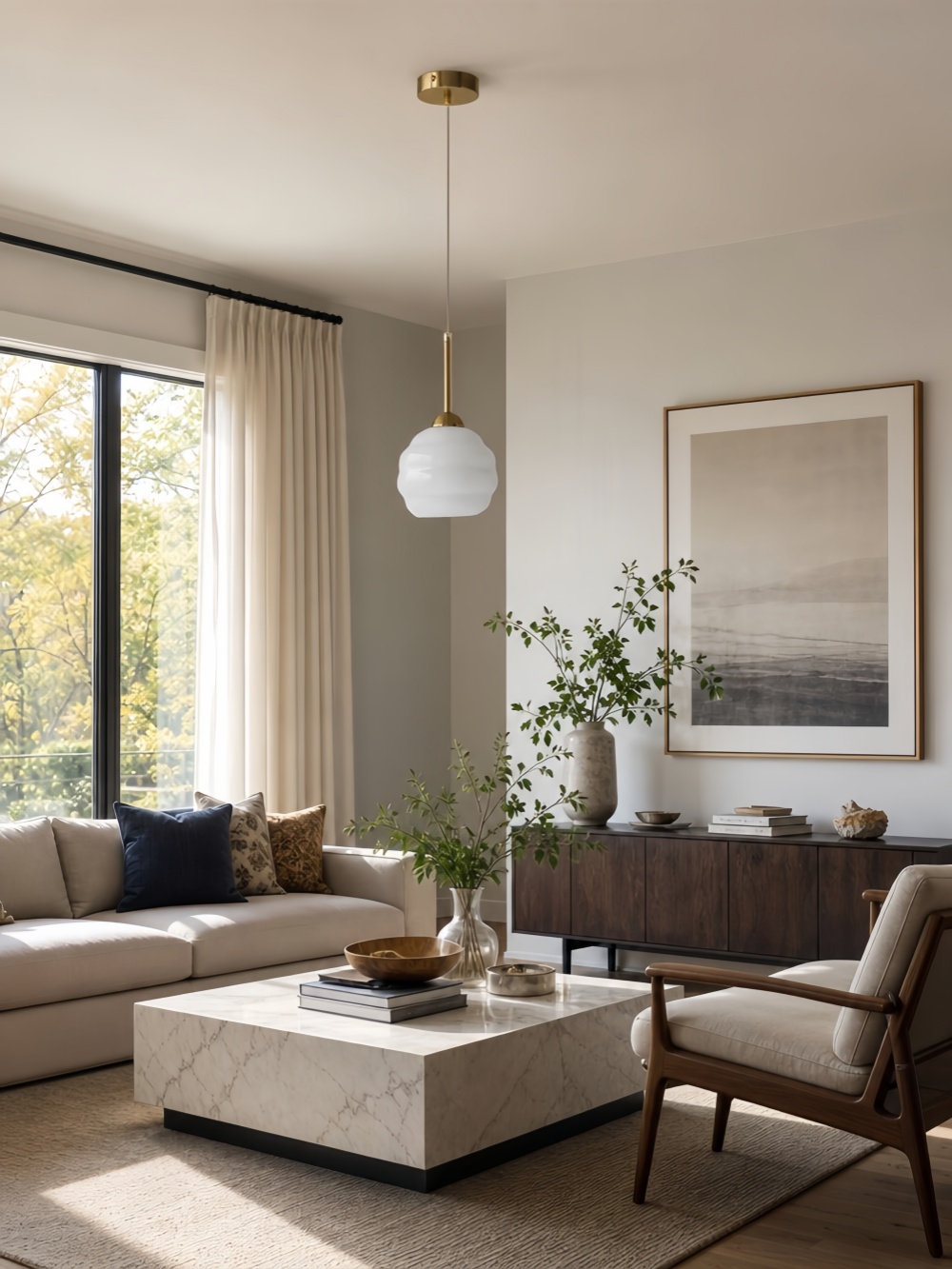 Mallew pendant light in a calm home interior