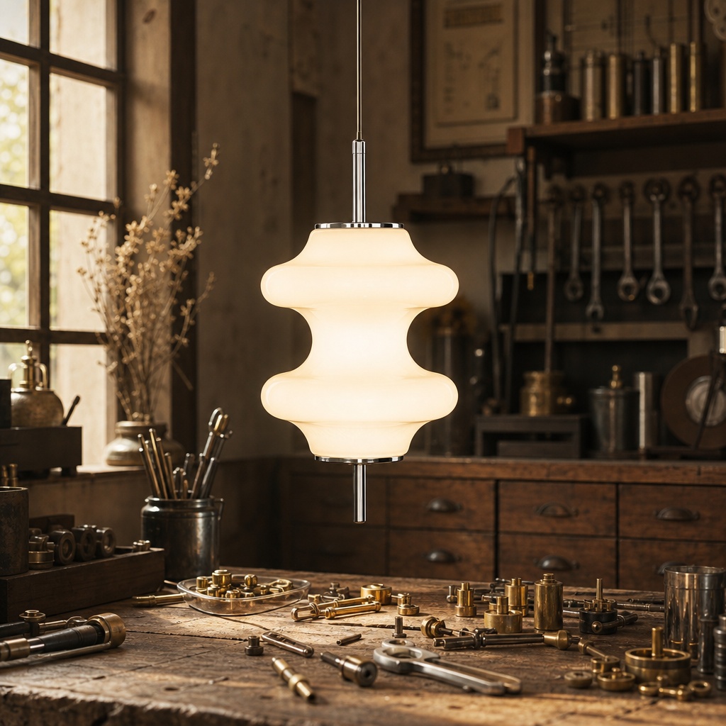 Mallew pendant light with metal and glass material details