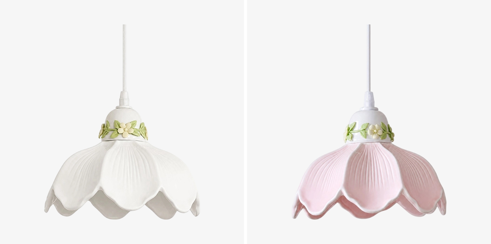 White and pink flower pendant lamp options