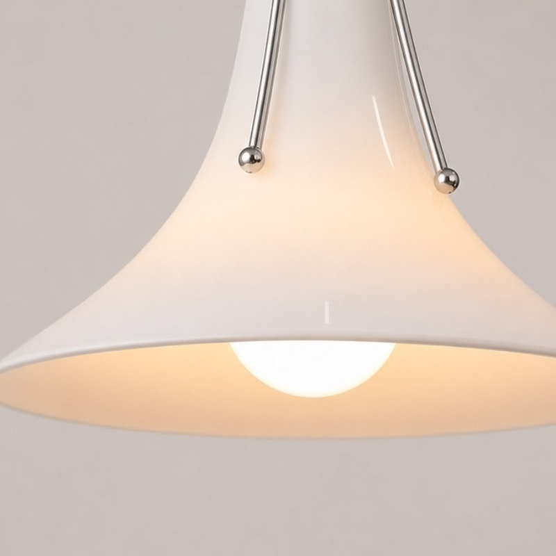 Close-up of the magnolia inspired glass shade and bulb