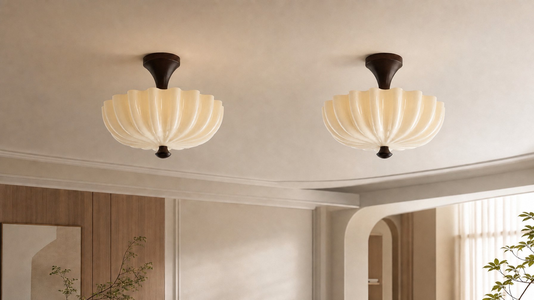 Durnic ceiling light finish options displayed in a room