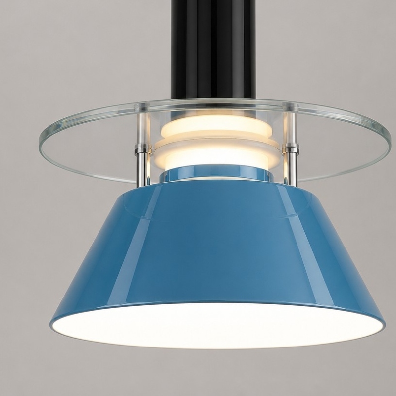 Close view of the blue pendant shade