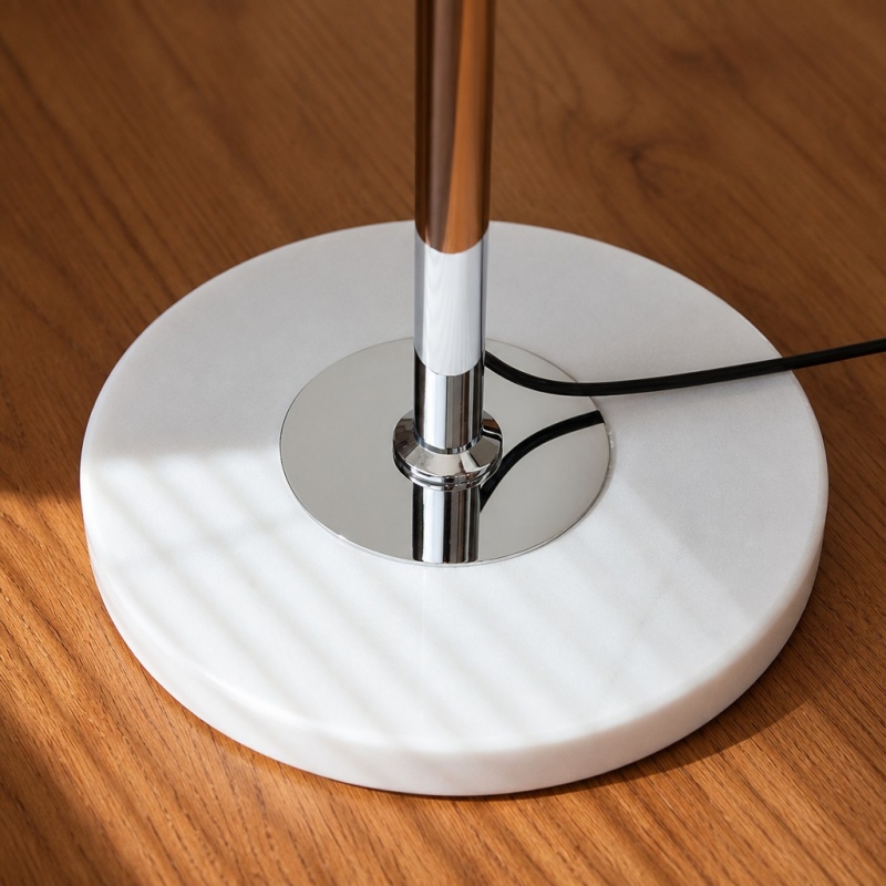 Close-up of the marble base and cord