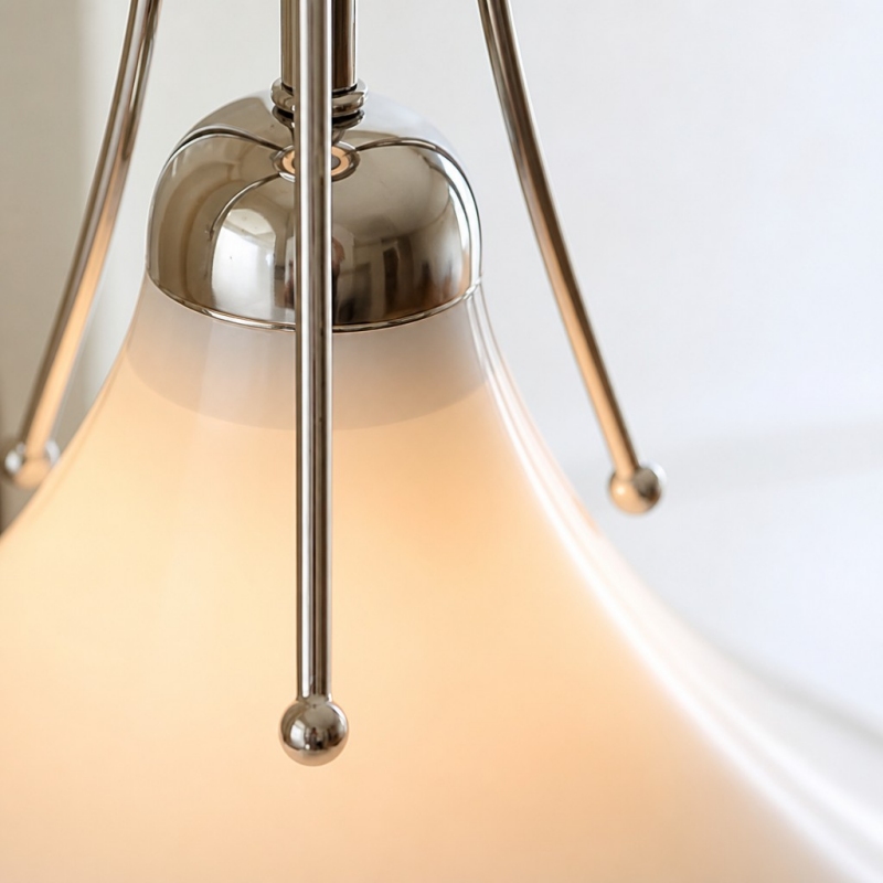 Close-up of the glass shade and pull detail