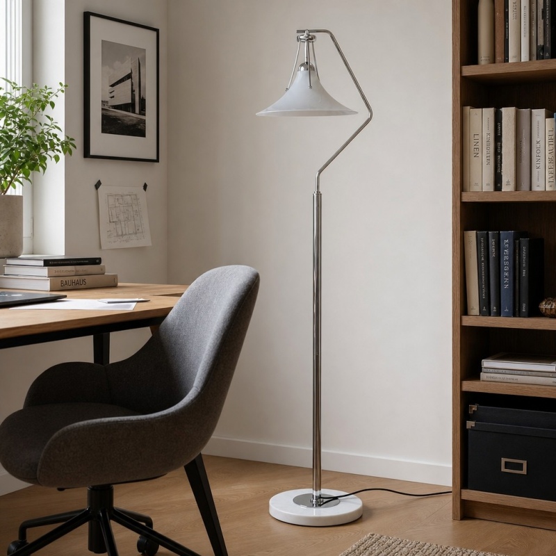 Kallera floor lamp beside a writing desk