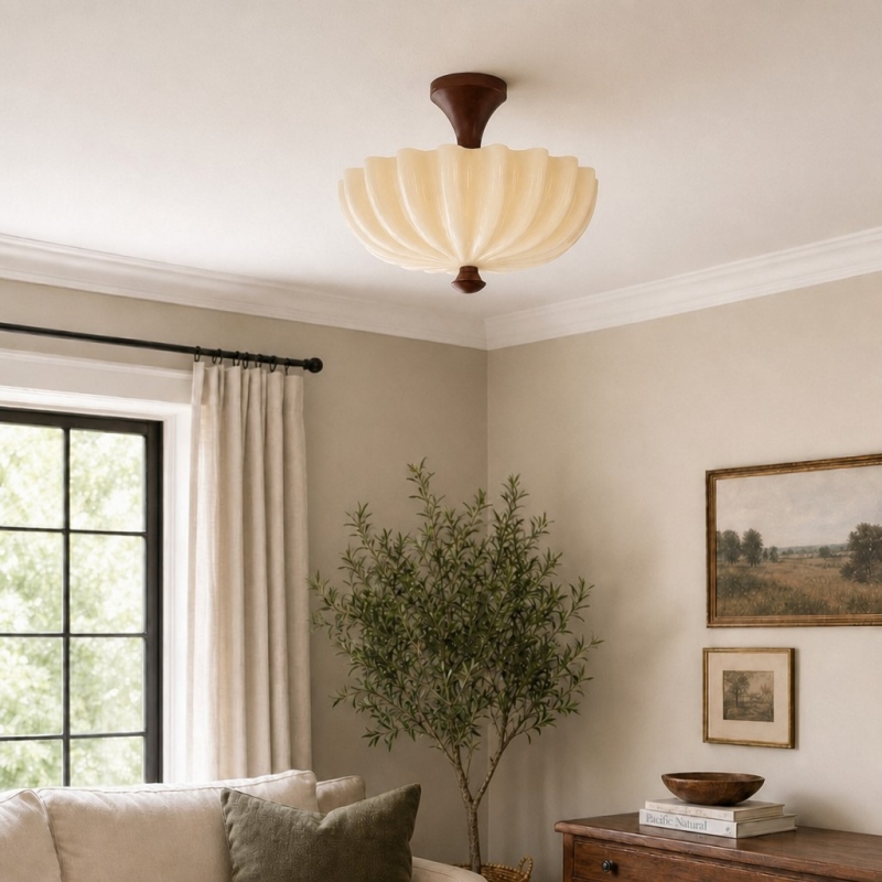 Durnic ceiling light installed above a sofa and side table