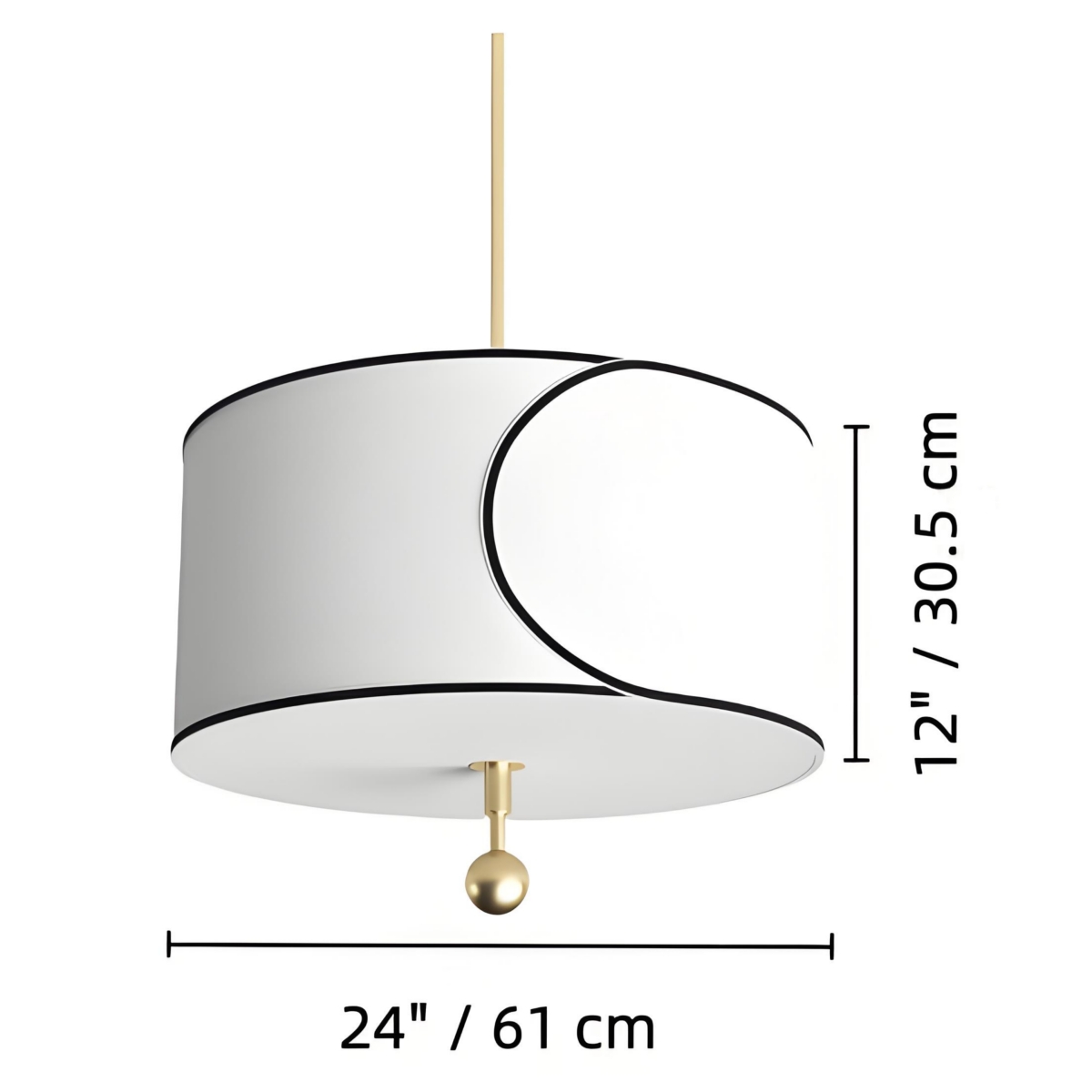 Roven pendant size reference 24 inch by 61 cm and shade height 12 inch by 30.5 cm