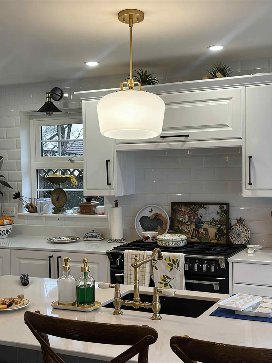 Customer kitchen scene with pendant lighting