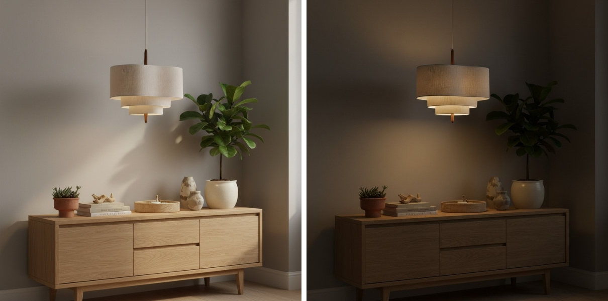 Softlume pendant lamp light comparison