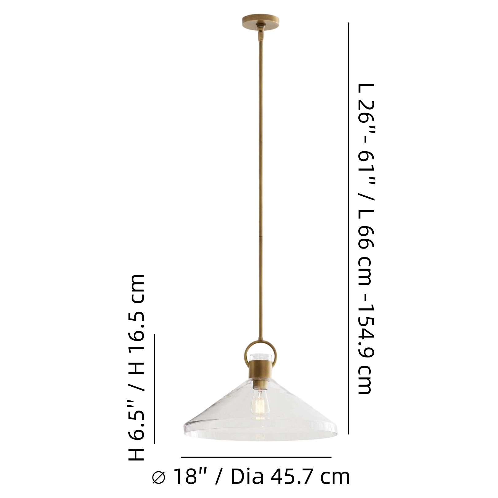 Orvessa hanging light dimensions diagram