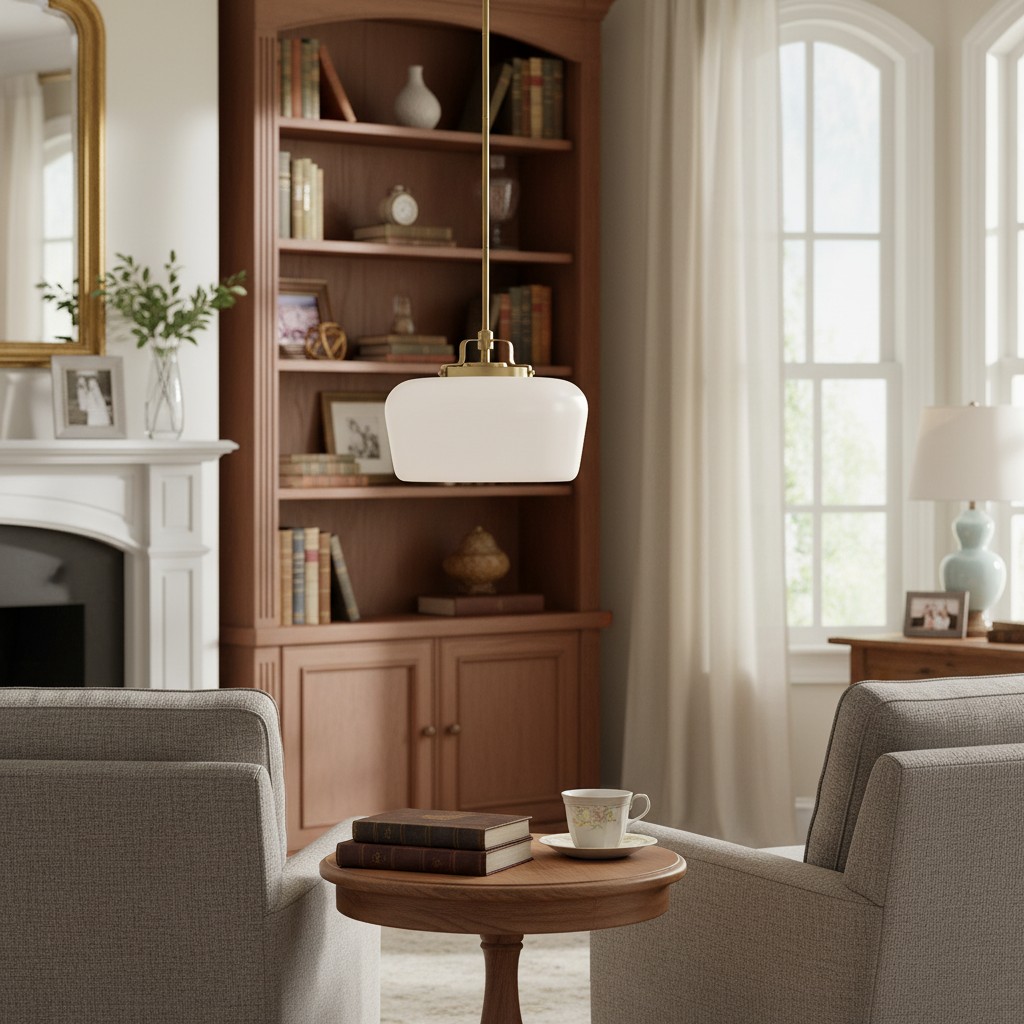 Pendant light in a living room setting