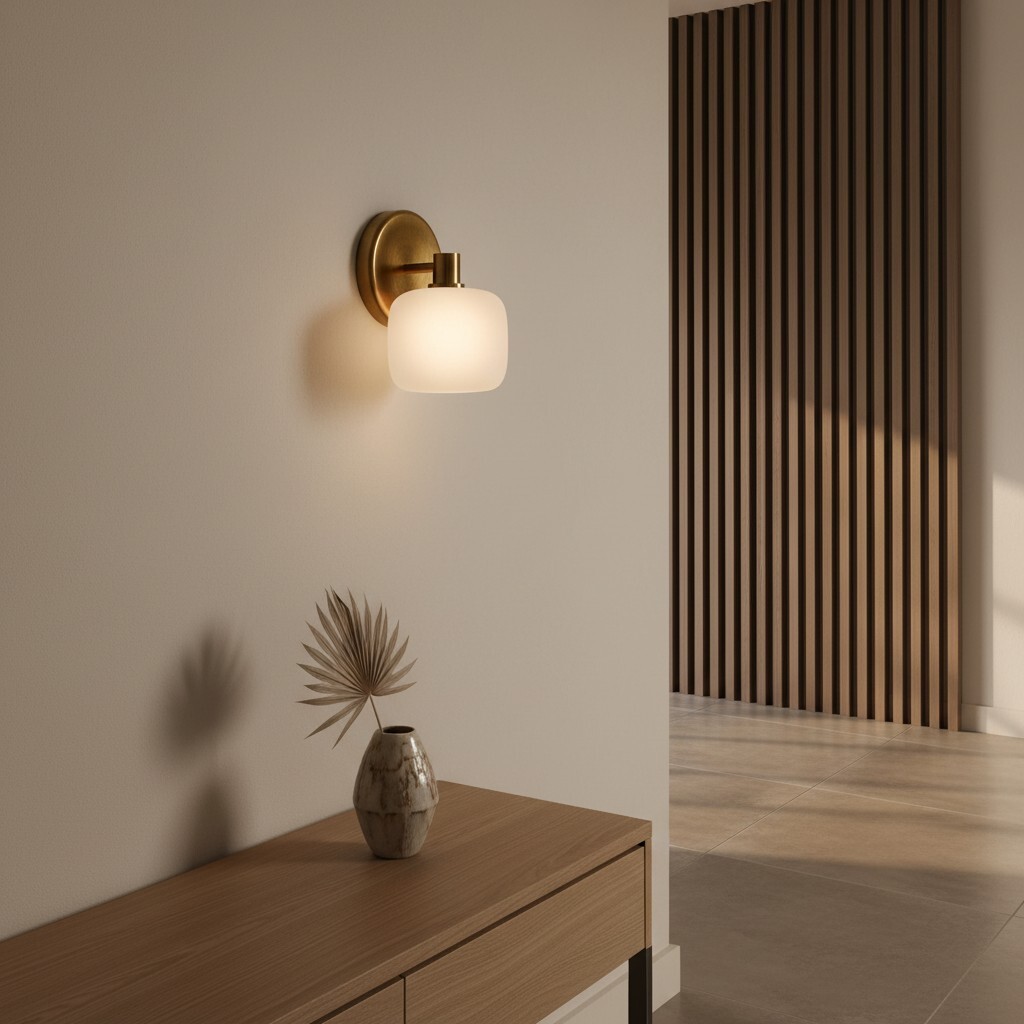 Wall sconce on a warm interior wall