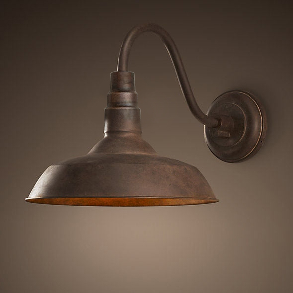 Vintage rust gooseneck wall light