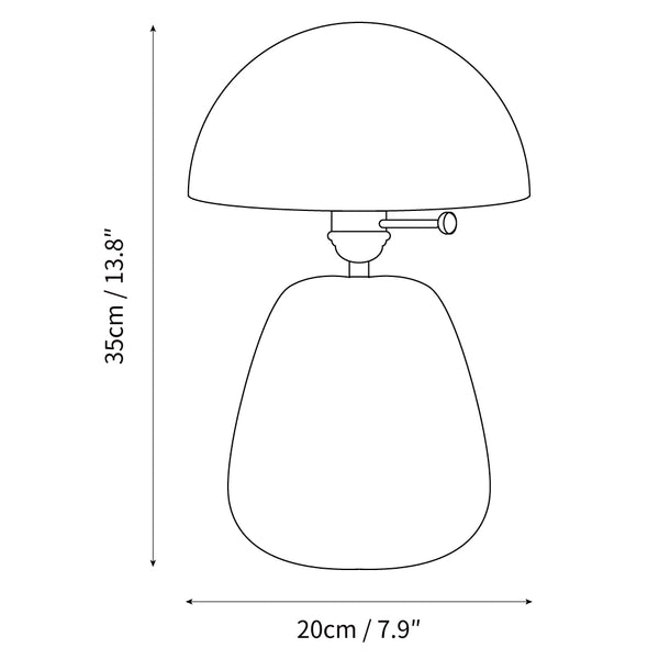 Percy Oak Table Lamp dimension diagram