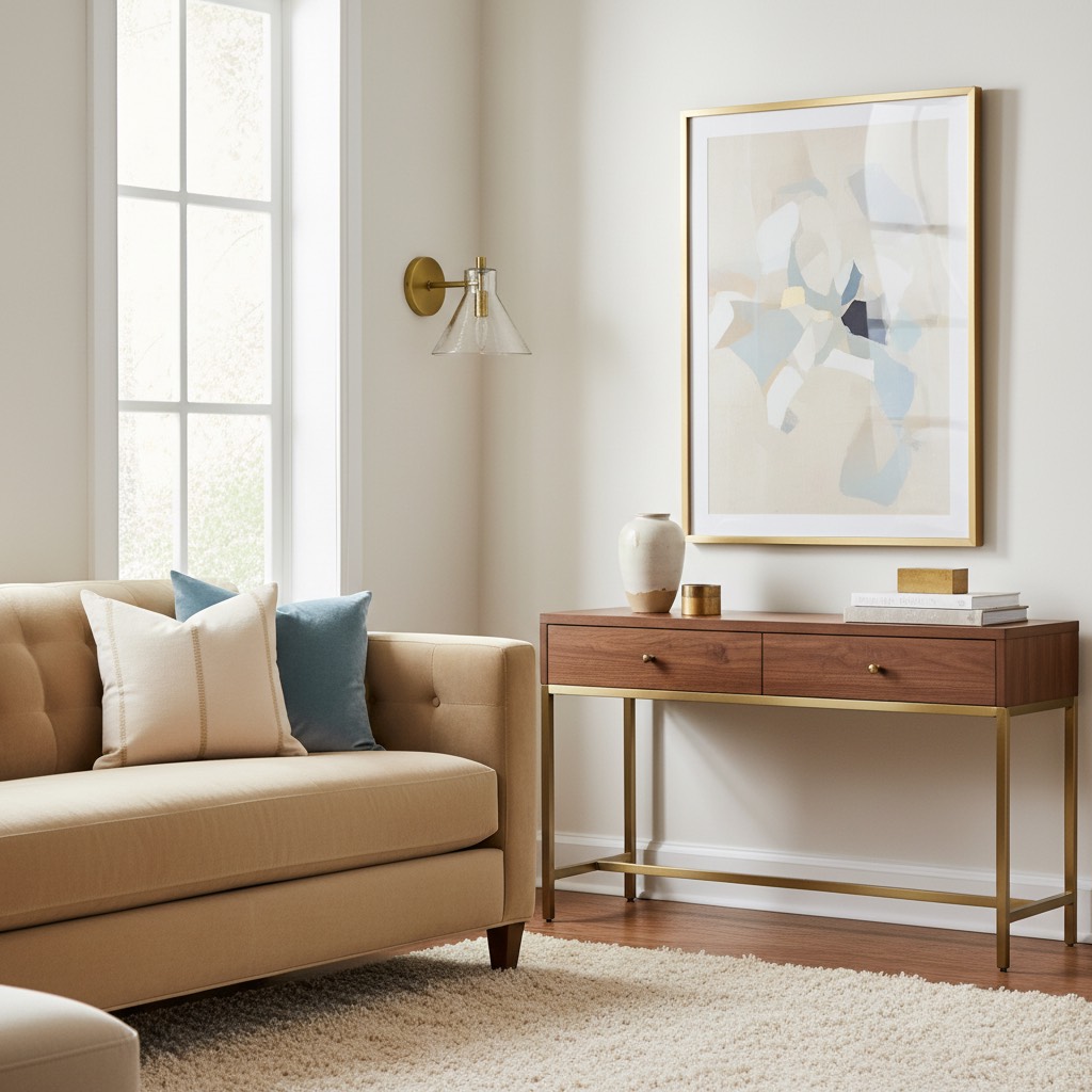 Glavira wall sconce above a console table