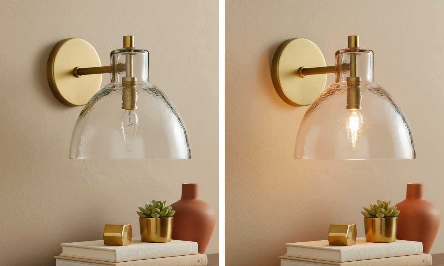 Glavira switch light comparison with lamp off and on