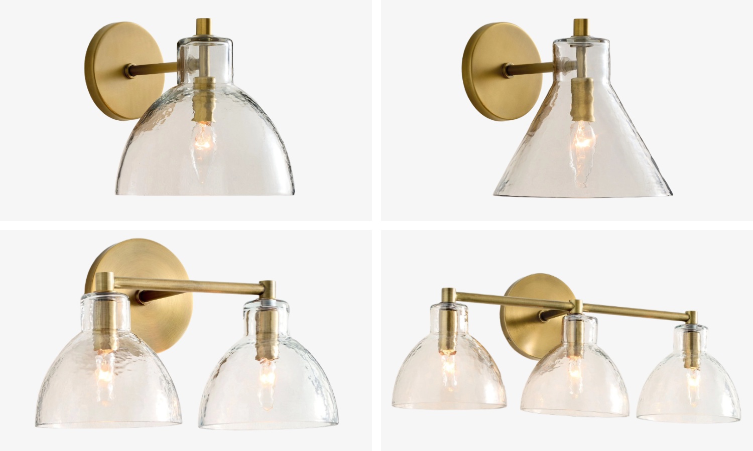 Glavira wall sconce size and shade style options