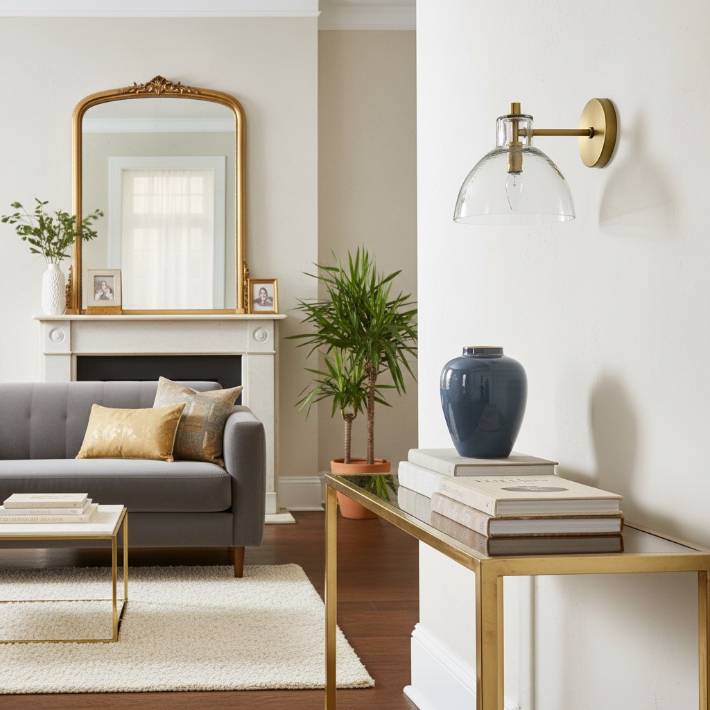 Glavira wall sconce styled in a living room