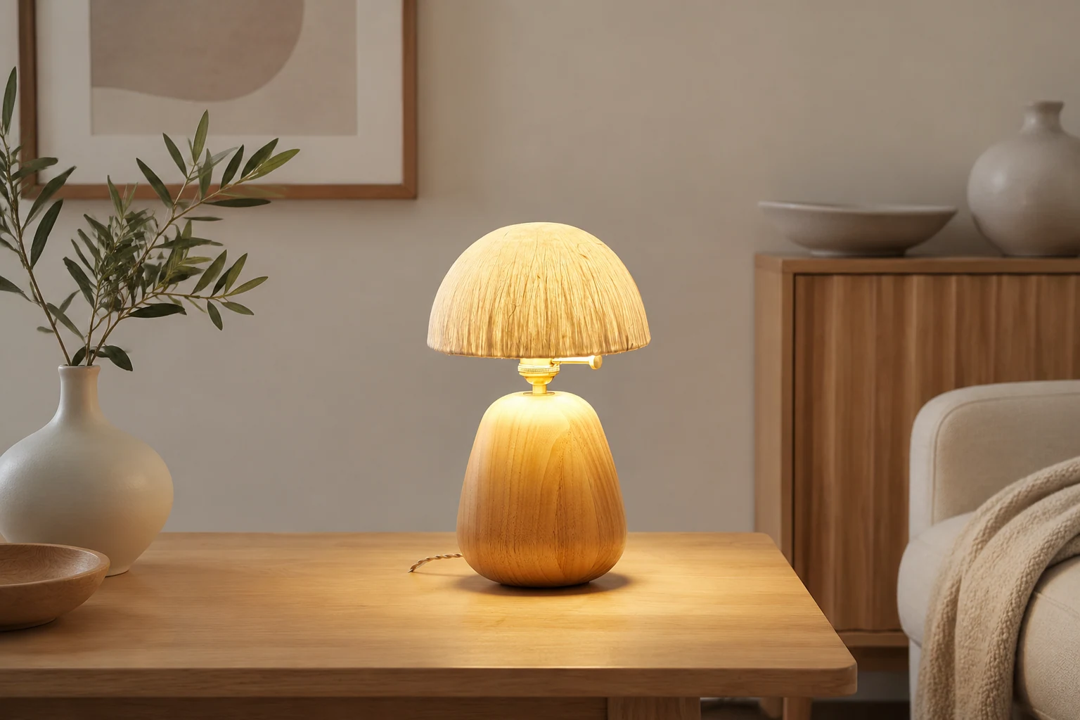 Percy Oak Table Lamp in a lifestyle room scene