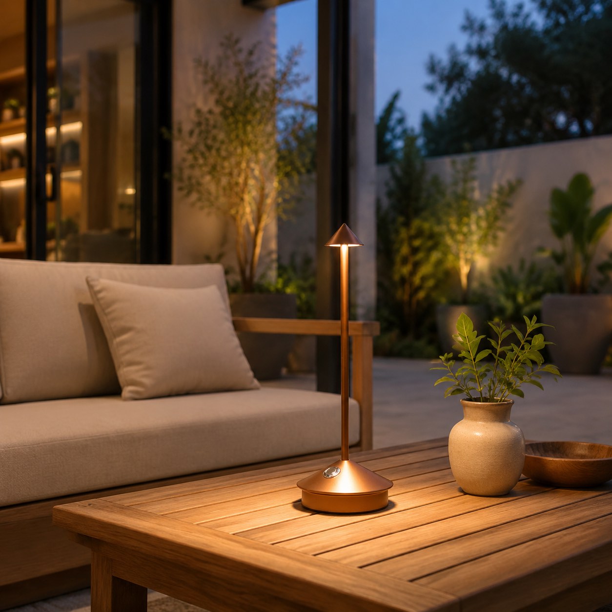 Glimma portable LED lamp for outdoor ambience