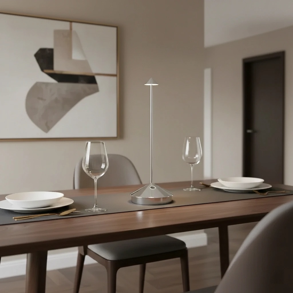 Glimma portable LED lamp used on a dining table