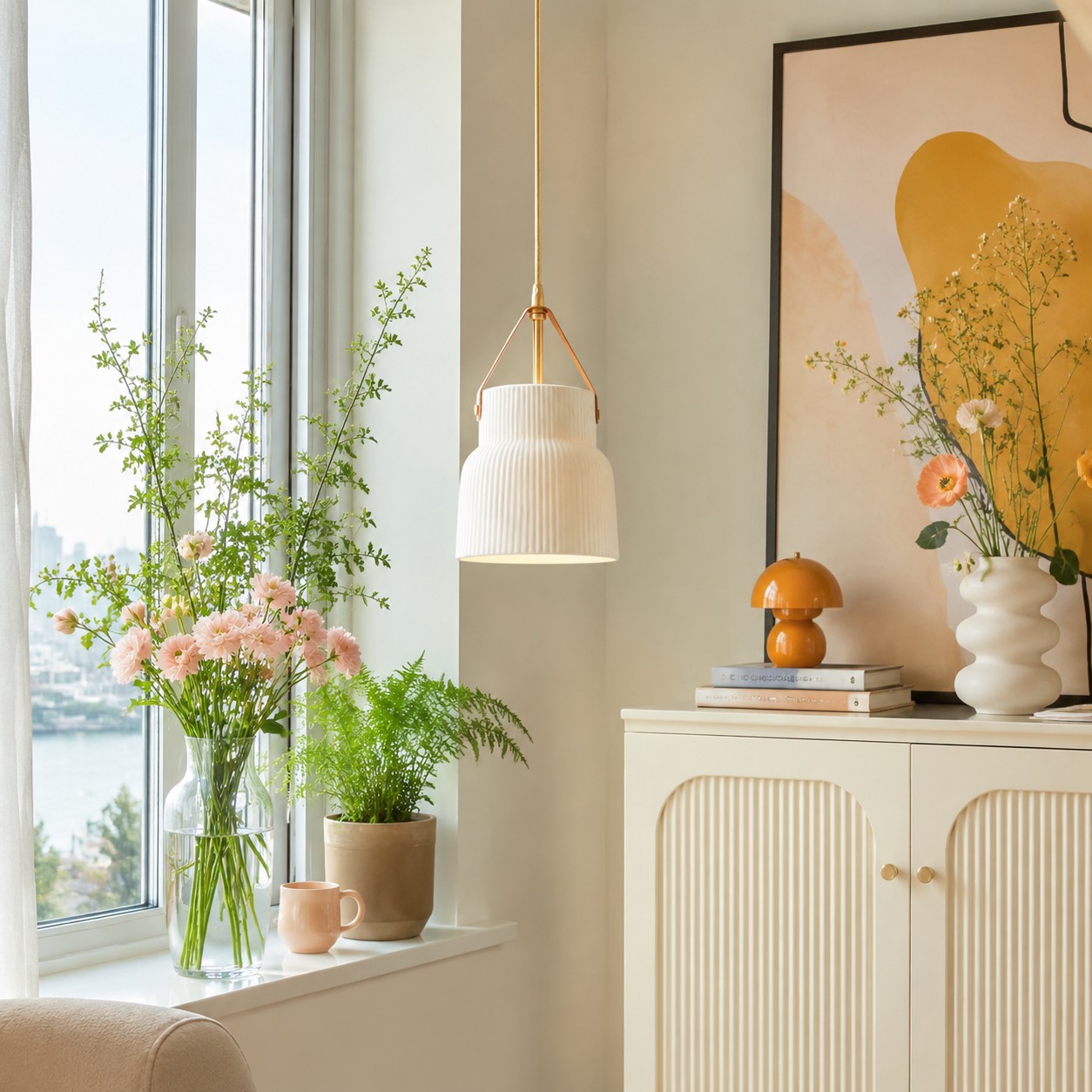 Small-space pendant lighting scene