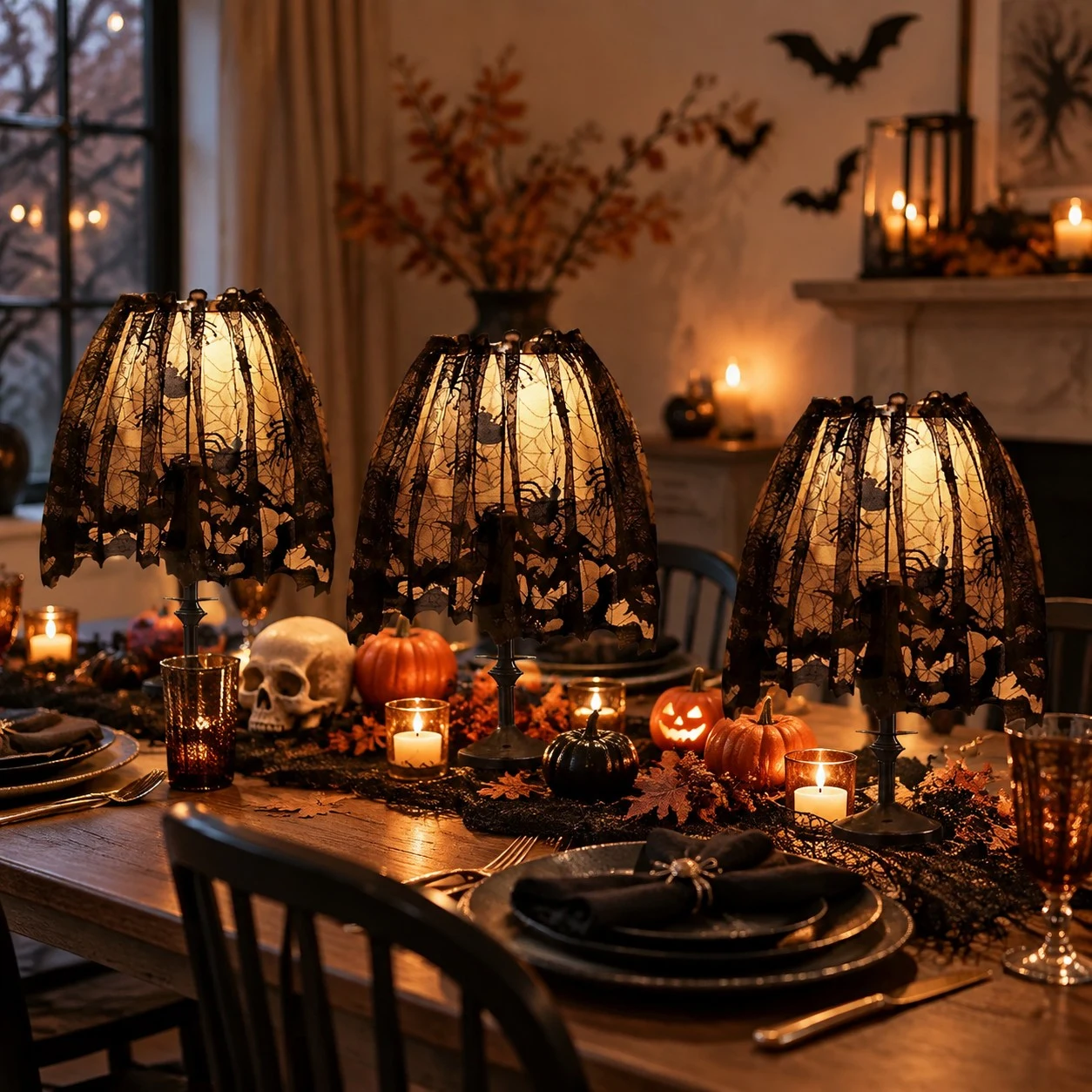 Halloween lampshade cover detail and styling