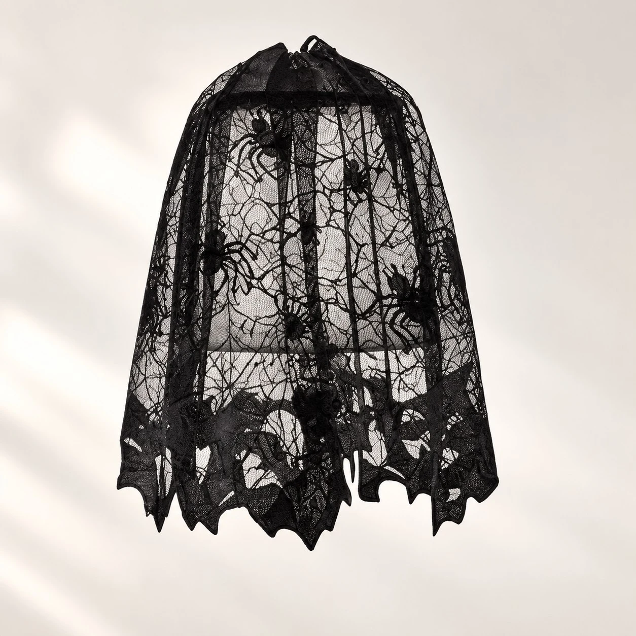 Halloween black lace spider and bat lampshade cover