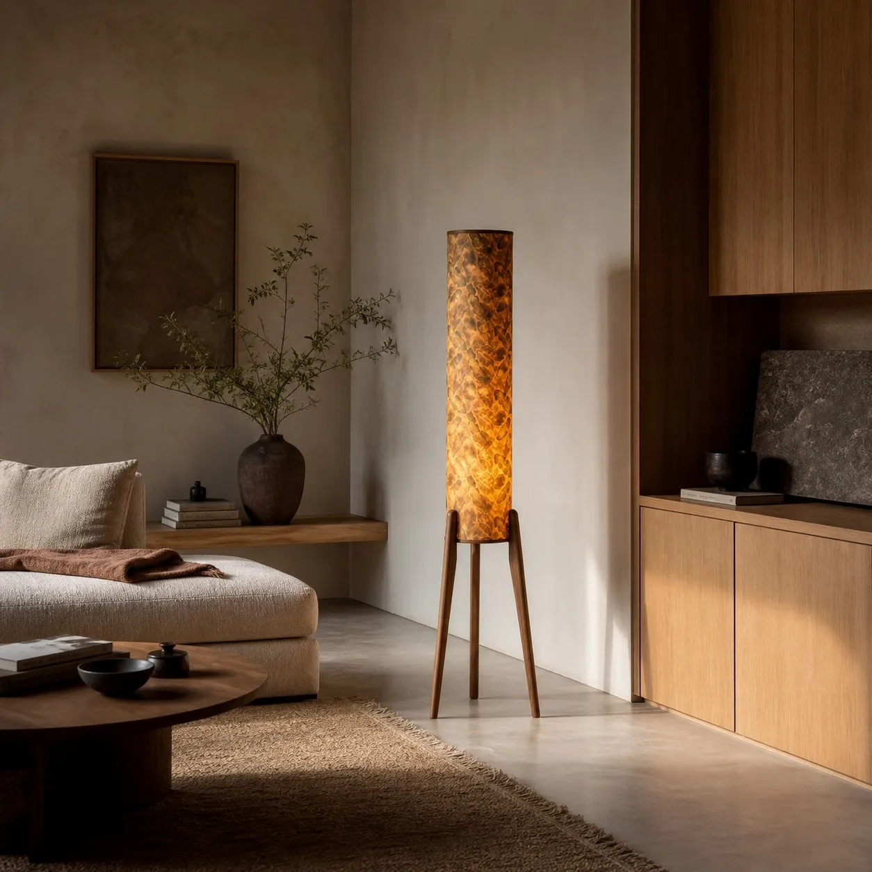 Vintage fabric cylinder floor lamp view 6