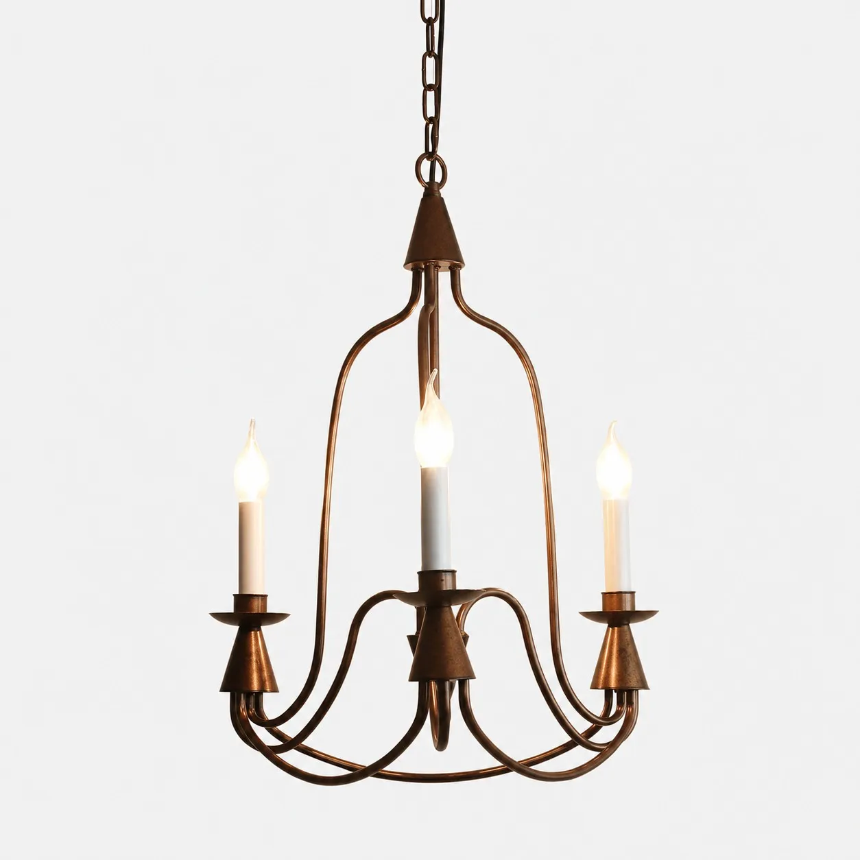 Antique bronze three-light iron candle chandelier
