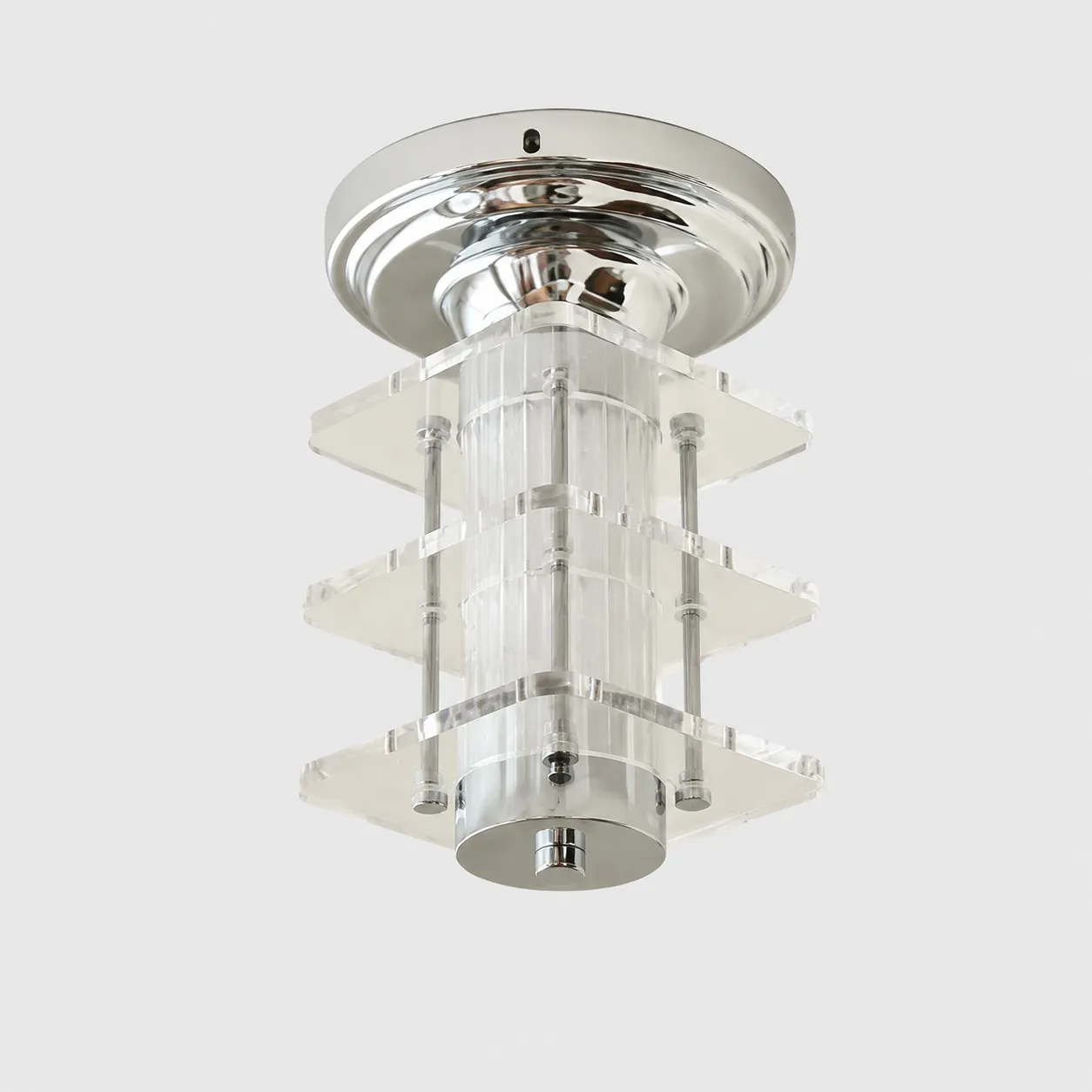 Square Clear acrylic Bauhaus ceiling lamp white background SKU image