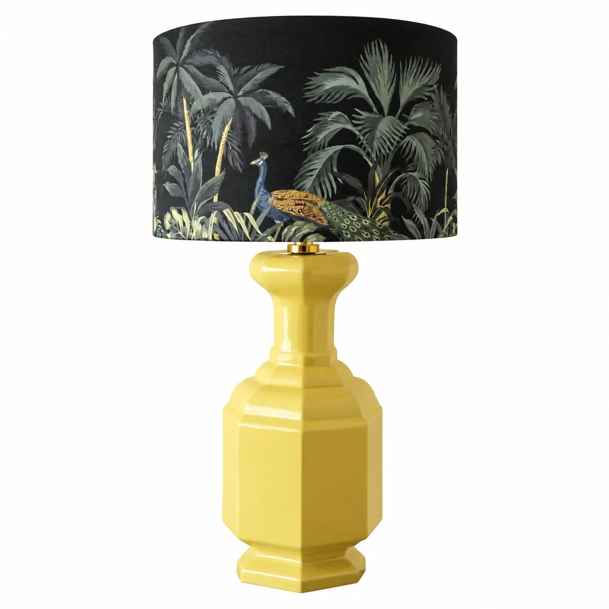 Faceted Lemon Yellow ceramic table lamp product view