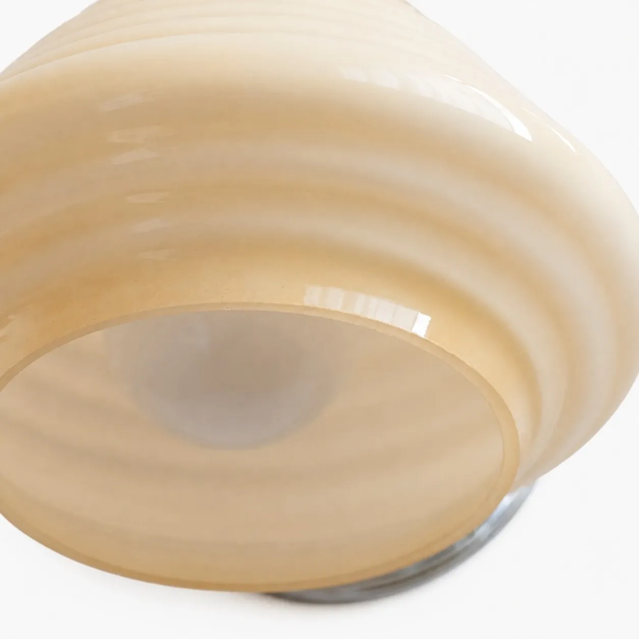Creamy yellow ribbed glass shade detail