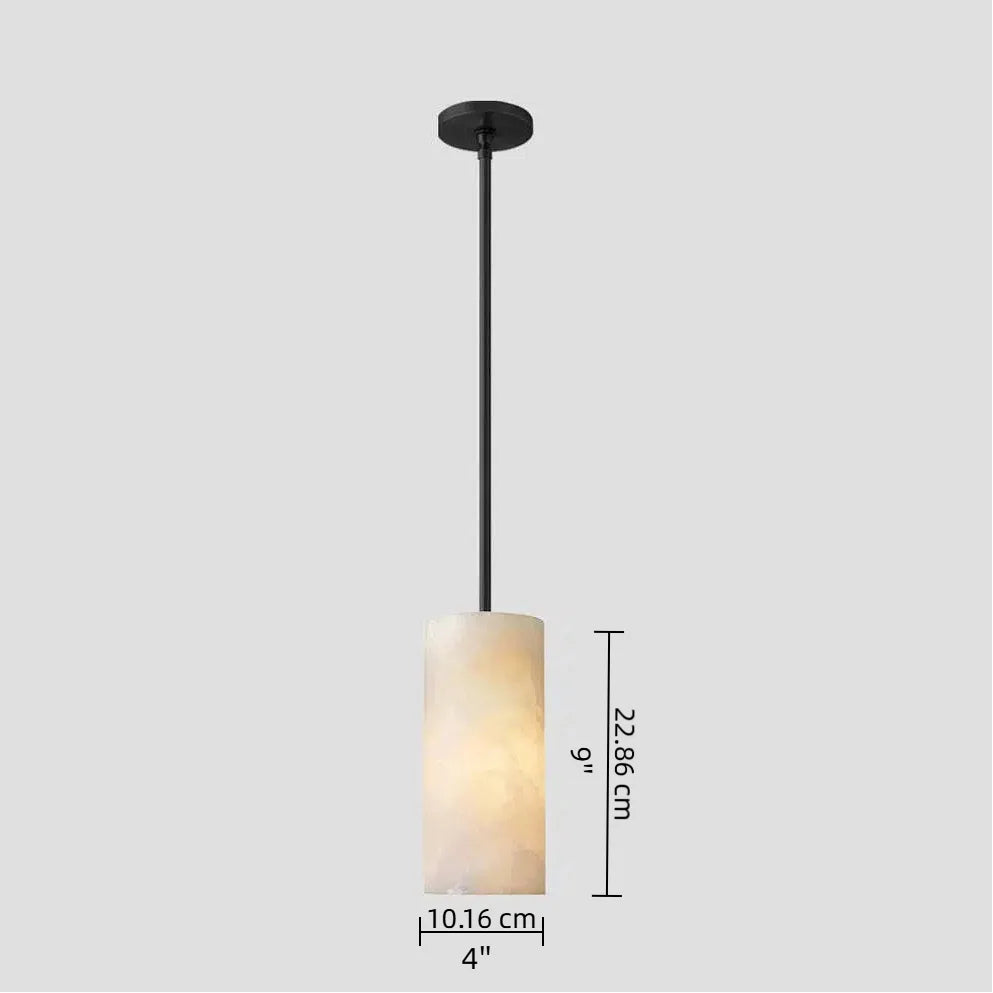 9 inch alabaster cylinder pendant size diagram