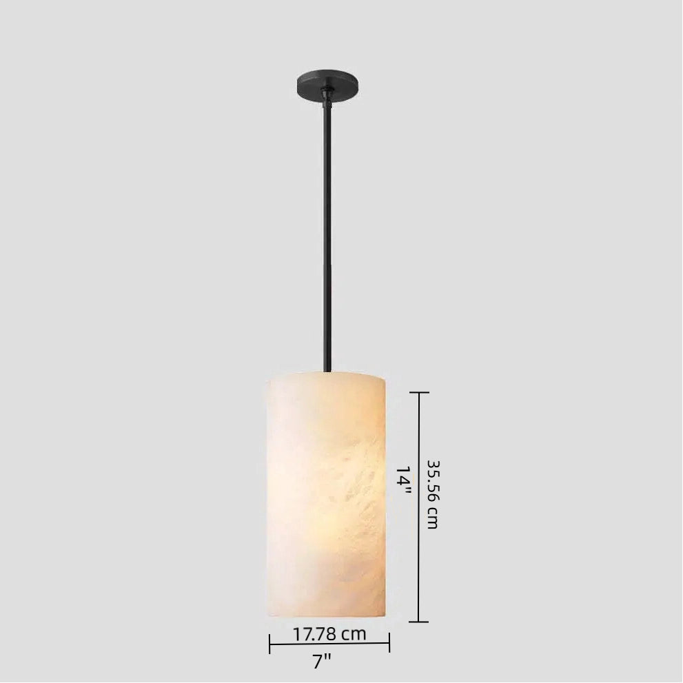 14 inch alabaster cylinder pendant size diagram
