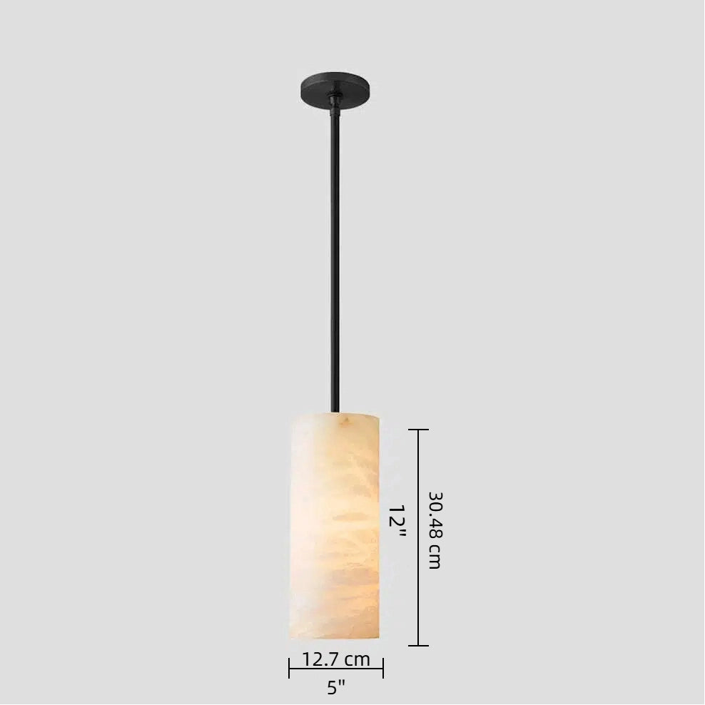 12 inch alabaster cylinder pendant size diagram