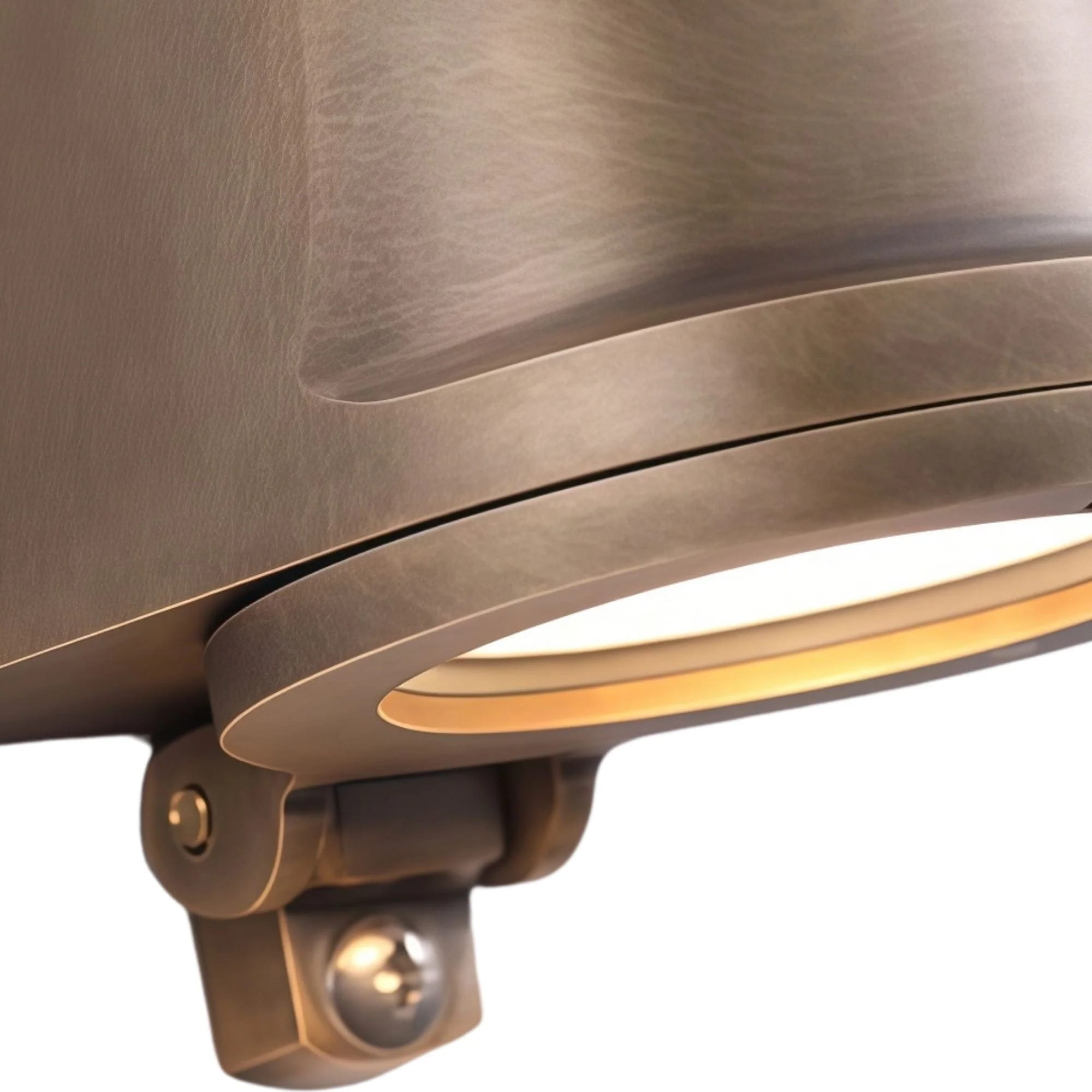 Close detail of the brass Orran wall light finish